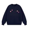 Flocked Floral Sweatshirt — Dark Blue