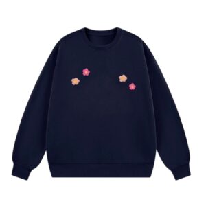 Flocked Floral Sweatshirt — Dark Blue