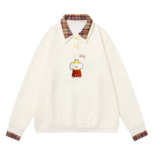 Plaid Lapel Sports Sweatshirt