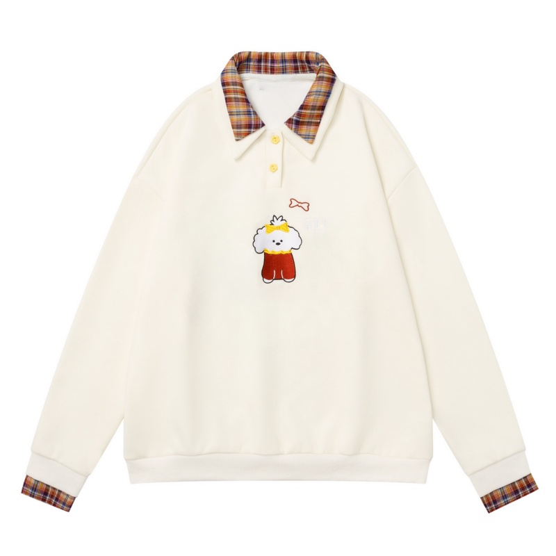 Plaid Lapel Sports Sweatshirt