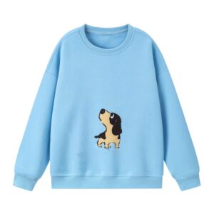 Trendy Blue Puppy Crew Neck Sweatshirt