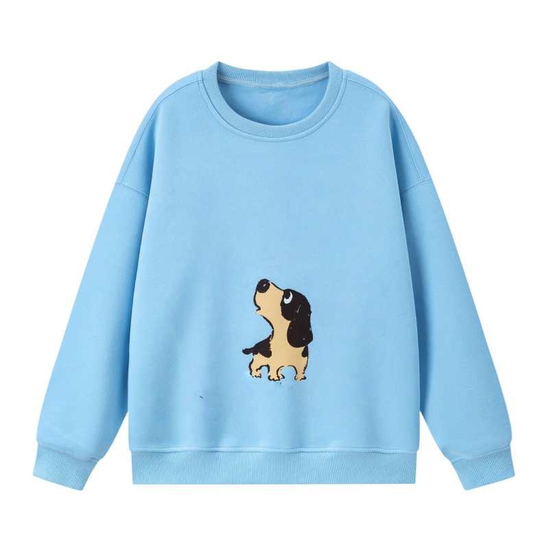 Trendy Blue Puppy Crew Neck Sweatshirt