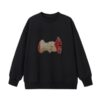Pixel-Style Apple Core Pattern Sweatshirt — Black