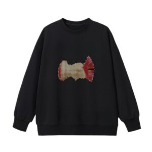 Pixel-Style Apple Core Pattern Sweatshirt — Black