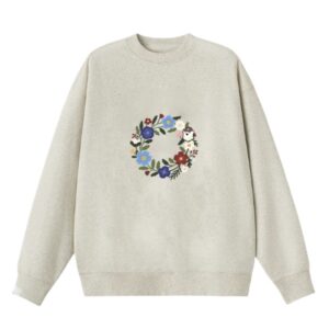 Loose-Fit Sweatshirt With Wreath Print — Heather Gray