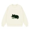 Graffiti Cat Print Sweatshirt — Beige Apricot