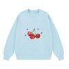 Stylish Sweatshirt With Creative Cherry Print — Blue